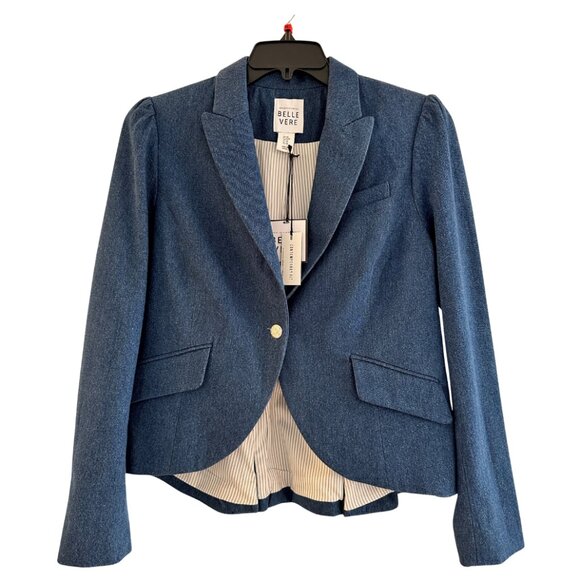 Belle Vere Jackets & Blazers - Belle Vere Blue Tweed Blazer NWT Structured Single Button Size S